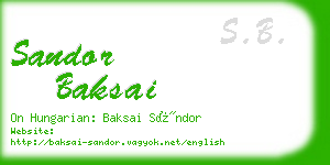 sandor baksai business card